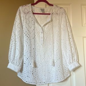 Chico’s Eyelet Popover Blouse